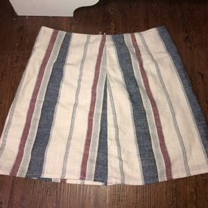 Cream, burgundy, grey, and navy stripped skirt